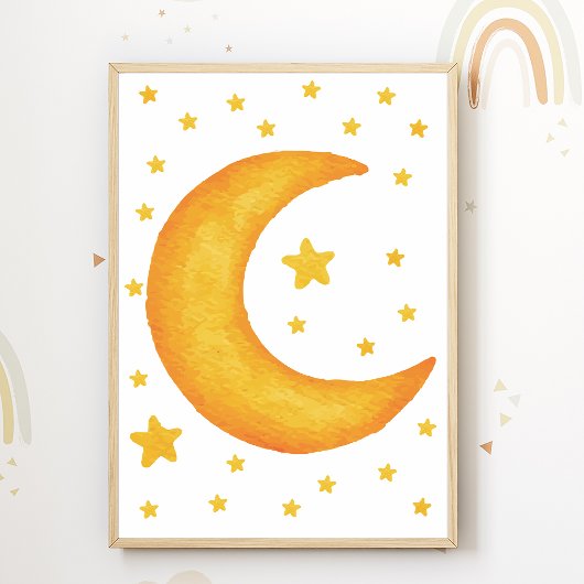 Moon Stars Kinder Room Decor Nursery Poster