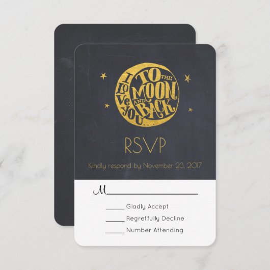 Moon & Stars Met Romantisch Gezegde Bruiloft RSVP (Voorkant / Achterkant)