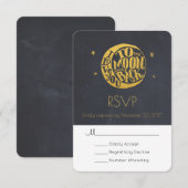 Moon & Stars Met Romantisch Gezegde Bruiloft RSVP Kaartje (Voorkant / Achterkant)