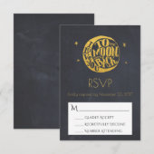 Moon & Stars Met Romantisch Gezegde Bruiloft RSVP Kaartje (Voorkant / Achterkant)