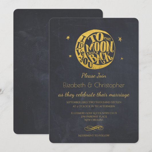 Moon & Stars met romantisch Gezegde bruiloft uitno Kaart (Voorkant / Achterkant)