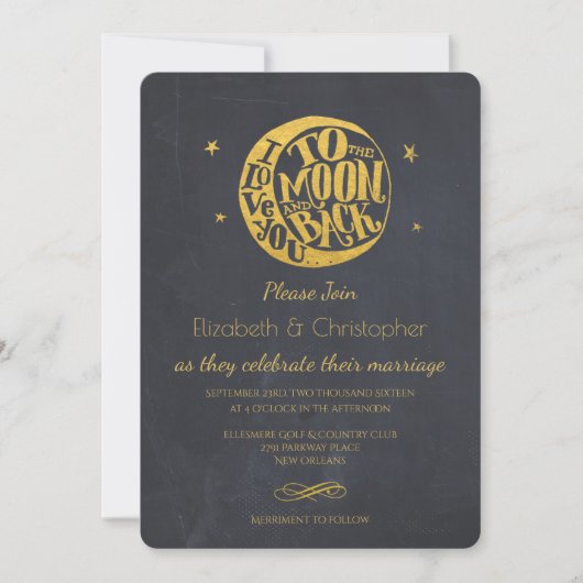Moon & Stars met romantisch Gezegde bruiloft uitno Kaart (Voorkant)