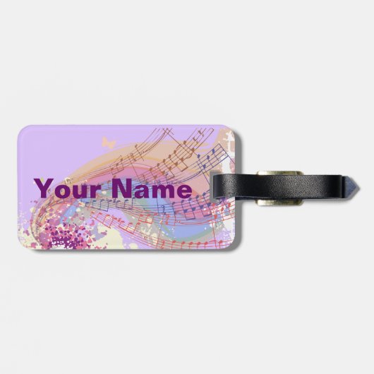 Moon Stars & Music Bagagelabel met lederen riem (Achterkant horizontaal)