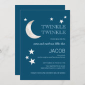 Moon Stars Navy Blue Twinkle Little Star Sip zie (Voorkant / Achterkant)