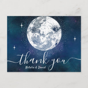 Moon & Stars Navy Blue Wedding Bedankt Briefkaart