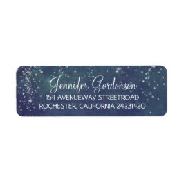 Moon Stars Navy Shimmer Bruiloft Etiket