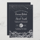 Moon & Stars Night Elegant Wedding Kaart (Voorkant / Achterkant)