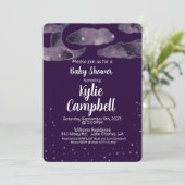 Moon, Stars, Night Sky Baby shower Invitation Kaart (Staand voorkant)
