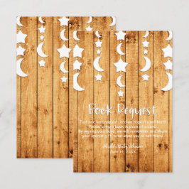 Moon & Stars Oak Wood Book Request Baby shower Kaart
