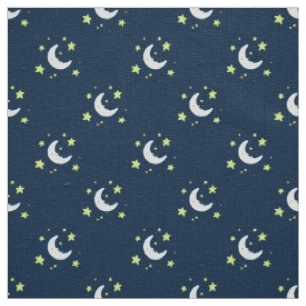 Moon & Stars Originele textieldruk op zee Stof
