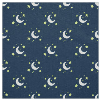 Moon & Stars Originele textieldruk op zee Stof