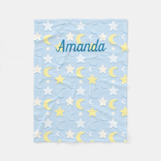 Moon & Stars Patroon Fleece Deken (Voorkant)