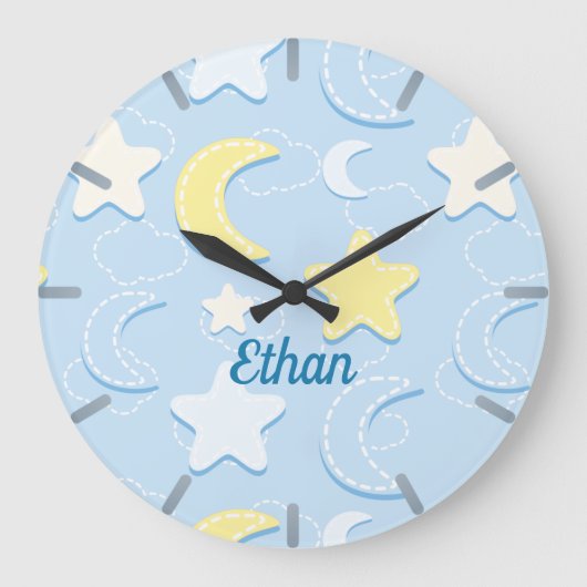 Moon & Stars Patroon Grote Klok (Voorkant)