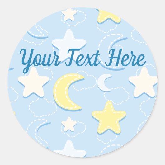Moon & Stars Patroon Ronde Sticker (Voorkant)