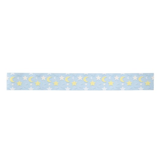 Moon & Stars Pattern Satin Ribbon Satijnen Lint (Voorkant)