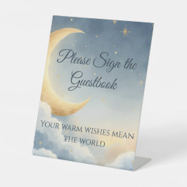 Moon & Stars Pedestal Guestbook Sign Reclamebord Met Voetstuk