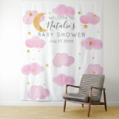 Moon & Stars personalizado rosa Baby Shower texto  Wandkleed (In situ)