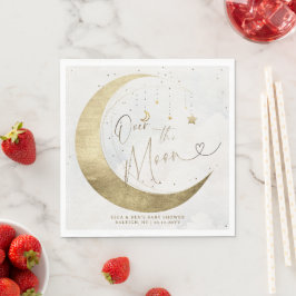 Moon Stars Planet Twinkle White Clouds Baby Shower Servet
