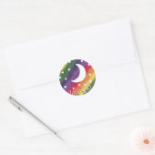 Moon Stars Rainbow Waterverf Decor Ronde Sticker (Envelop)