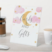 Moon & Stars Roze Baby shower Kaarten en Reclamebord Met Voetstuk (Insitu)