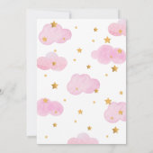 Moon & Stars Roze Virtual Baby shower Inv Kaart (Achterkant)