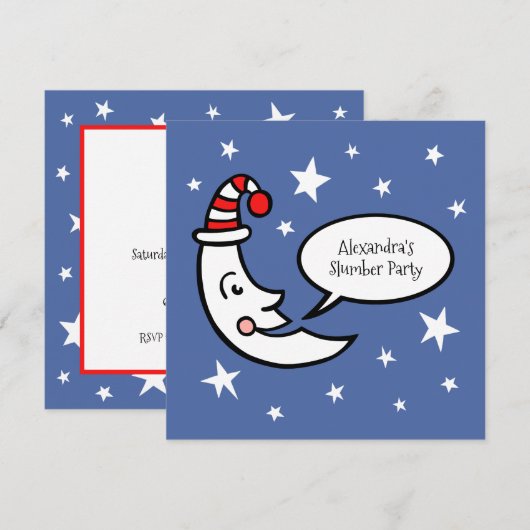 Moon & Stars Slumber Party Birthday Uitnodiging (Voorkant / Achterkant)