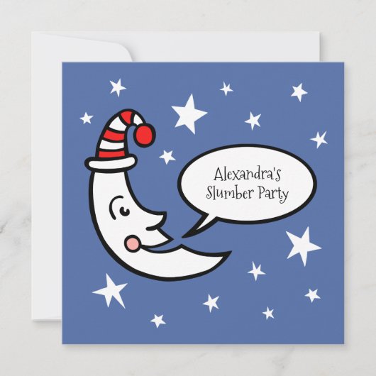 Moon & Stars Slumber Party Birthday Uitnodiging (Voorkant)