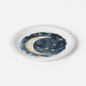 Moon Stars Space Genderneutraal Baby shower Papieren Bordje (Gekanteld)