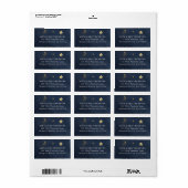 Moon Stars Starry Night Navy Blue Gold Address Etiket (Full Sheet)