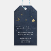 Moon Stars Starry Night Navy Blue Gold Baby Shower Cadeaulabel (Voorkant)