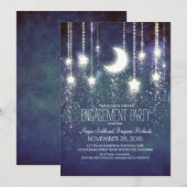Moon Stars & String Lights Engagement Party Kaart (Voorkant / Achterkant)