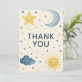 Moon, Stars & Sun Celestial Baby shower Bedankt Kaart (Staand voorkant)