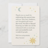 Moon, Stars & Sun Celestial Baby shower Bedankt Kaart (Achterkant)