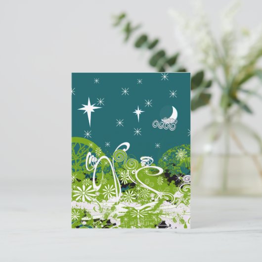 Moon Stars Swirl Paint Splat Briefkaart (Staand voorkant)