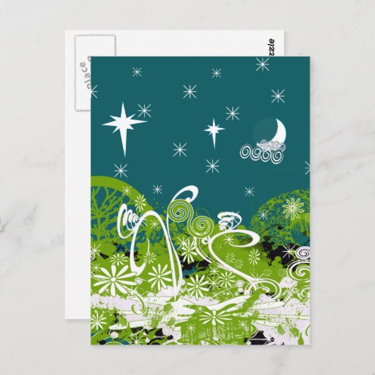 Moon Stars Swirl Paint Splat Briefkaart (Voorkant / Achterkant)