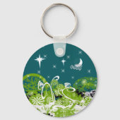 Moon Stars Swirl Paint Splat Sleutelhanger (Voorkant)