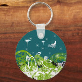 Moon Stars Swirl Paint Splat Sleutelhanger (Voorkant)