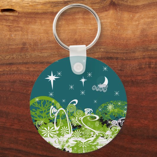 Moon Stars Swirl Paint Splat Sleutelhanger (Voorkant)