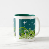 Moon Stars Swirl Paint Splat Tweekleurige Koffiemok (Voorkant rechts)