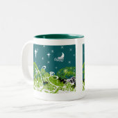 Moon Stars Swirl Paint Splat Tweekleurige Koffiemok (Voorkant links)