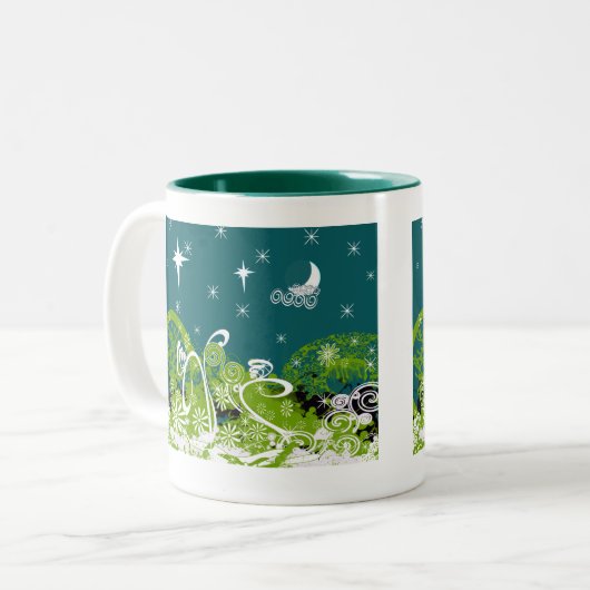 Moon Stars Swirl Paint Splat Tweekleurige Koffiemok (Voorkant links)