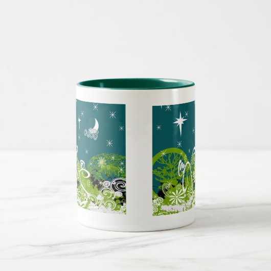 Moon Stars Swirl Paint Splat Tweekleurige Koffiemok (Center)