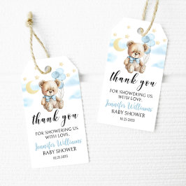 Moon & stars teddybeer baby shower dank u labels cadeaulabel