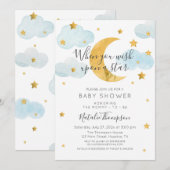 Moon & Stars theme Baby Shower Kaart (Voorkant / Achterkant)