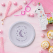 Moon Stars Theme Baby shower Lavender Papieren Bordje (Feest)
