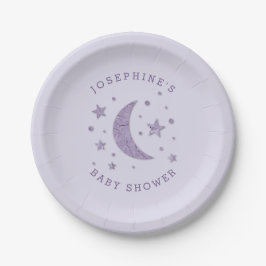 Moon Stars Theme Baby shower Lavender Papieren Bordje