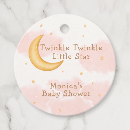 Moon Stars Twinkle Twinkle Meisje Baby shower Bedankjes Labels (Voorkant)