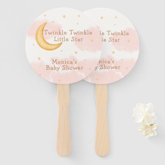 Moon Stars Twinkle Twinkle Meisje Baby shower Handwaaier (Voorkant en achterkant)