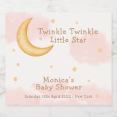 Moon Stars Twinkle Twinkle Meisje Baby shower Sparkling Wijnetiket (Enkel label)