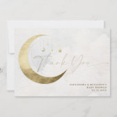 Moon Stars Twinkle White Clouds Coed Baby Shower Bedankkaart (Voorkant)